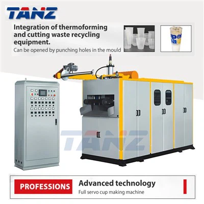 Hidrauliskā kausu izgatavošanas mašīna Servo Stretch vienreizējās lietošanas plastmasas ūdens krūzes gatavošanas mašīna